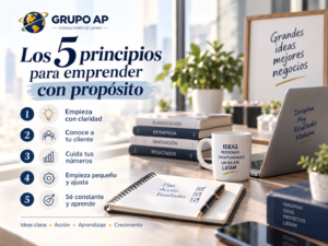 Emprendedora planificando 5 principios básicos para iniciar un emprendimiento