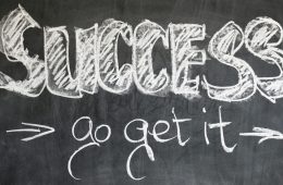 Motivational chalkboard with 'Success - go get it' written in chalk.
